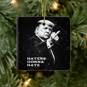 Ornamento De Cerâmica Meme Engraçado Trump Dedo do Meio 2026