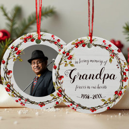 Ornamento De Cerâmica Memória Amante do Vovô Rustic Wreath Memorial