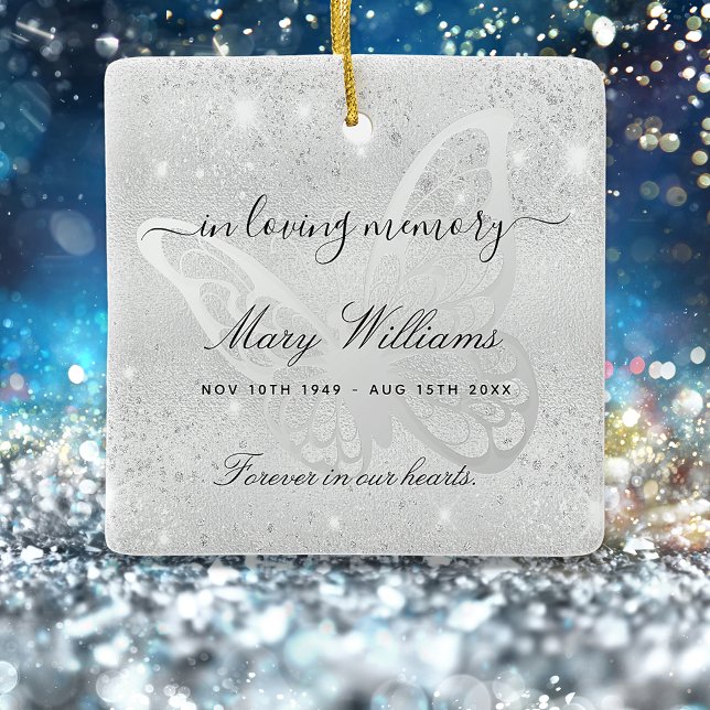 Ornamento De Cerâmica Memória da borboleta reluzente (Criador carregado)