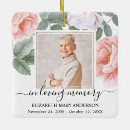 Ornamento De Cerâmica Memória de Adorto Memorial Floral Rosa