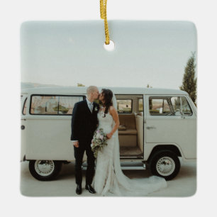 Ornamento De Cerâmica Memória Fotográfica de Casamento Novamente Seman