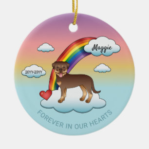 Ornamento De Cerâmica Memória Rainbow Do Cachorro Vermelho E Tan Rottwei