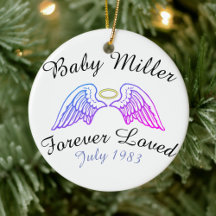 Memorial Angel Wings Halo Baby Sobrenome