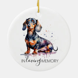 Ornamento De Cerâmica Memorial ao Dachshund em aquarela natal