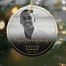 Ornamento De Cerâmica Memorial Black and White Photo Christmas Cerâmica
