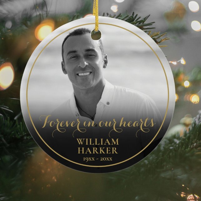 Ornamento De Cerâmica Memorial Black and White Photo Christmas Cerâmica  (Criador carregado)