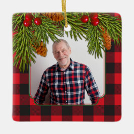 Ornamento De Cerâmica Memorial da Xadrez de Buffalo Pine Boughs Foto do