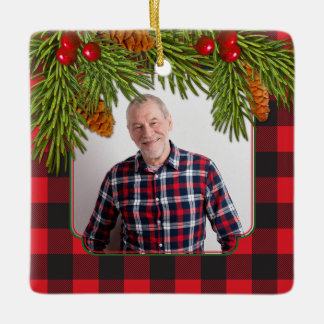 Ornamento De Cerâmica Memorial da Xadrez de Buffalo Pine Boughs Foto do