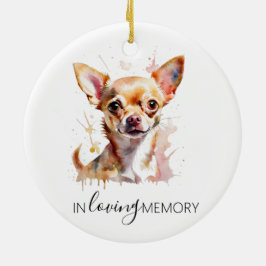 Ornamento De Cerâmica memorial de cachorro Chihuahua em aquarela natal