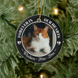 Ornamento De Cerâmica Memorial de Foto e Nome de Gato Para Sempre em Nos