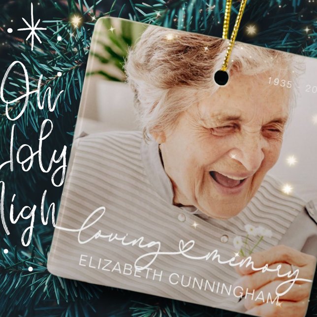 Ornamento De Cerâmica Memorial de Foto Elegante Elegante de Memória Ama (Criador carregado)