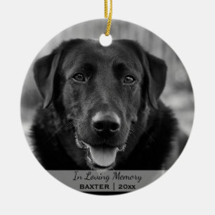 Ornamento De Cerâmica Memorial de Pet de Natal com Nome de Foto de Cão