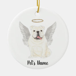 Ornamento De Cerâmica Memorial de Simpatia ao Bulldog Inglês Branco