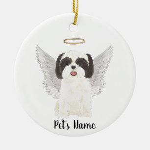 Ornamento De Cerâmica Memorial de Simpatia Shih Tzu Black & White