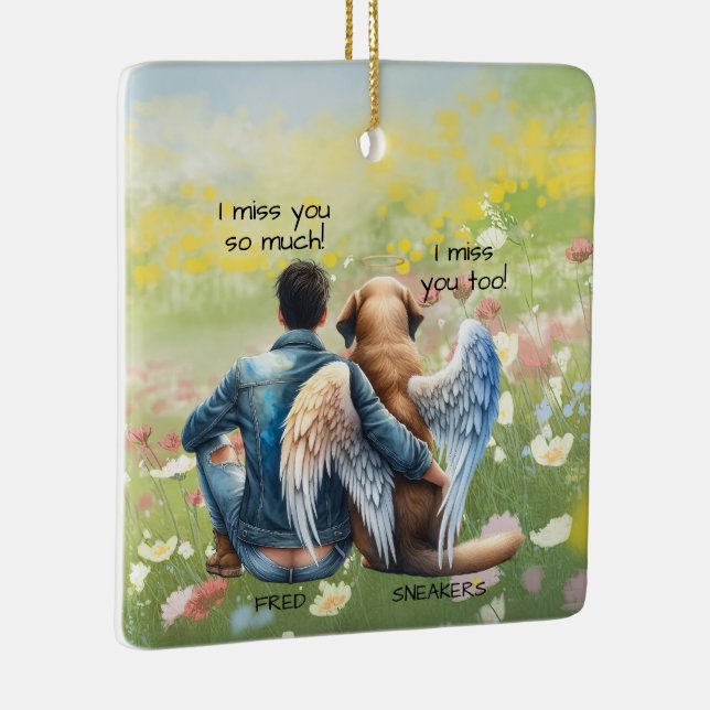 Ornamento De Cerâmica Memorial do Homem e do Cachorro Masculino (Direito )