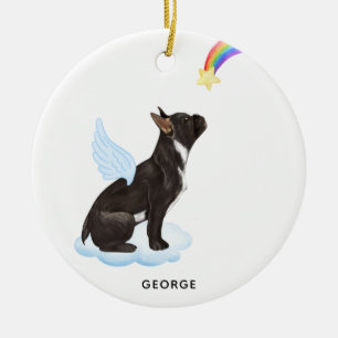 Ornamento De Cerâmica Memorial do Pet de Cão Personalizado do Anjo do Bu