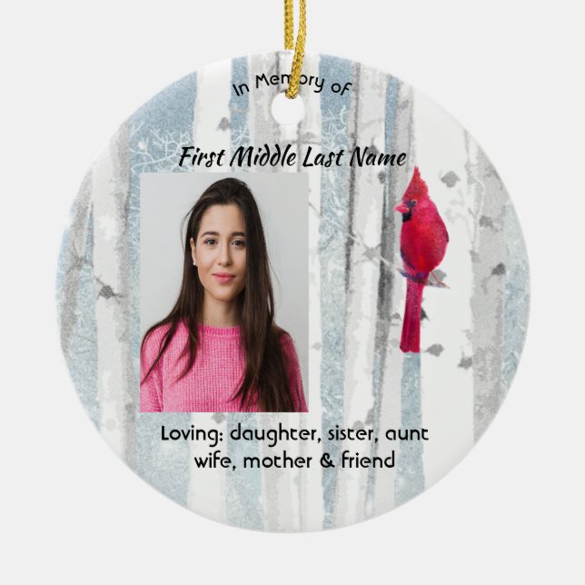 Ornamento De Cerâmica Memorial Keepsake Cardinal Bird (Frente)