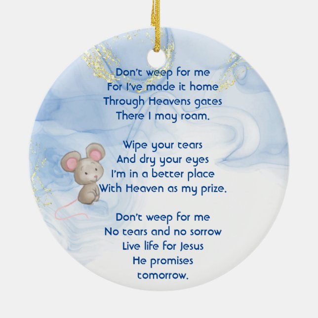 Ornamento De Cerâmica Memorial Keepsake Cute Little Mouse Children (Traseira)