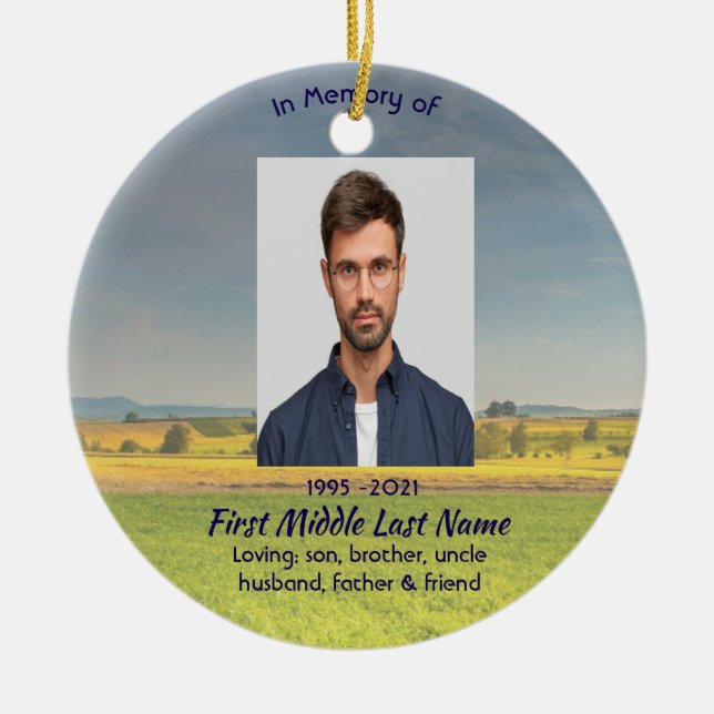 Ornamento De Cerâmica Memorial Keepsake Farm Crop Prairie (Frente)