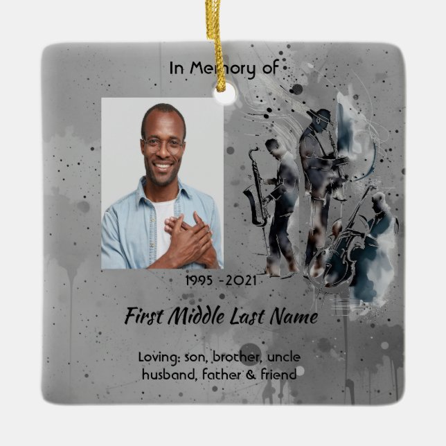 Ornamento De Cerâmica Memorial Keepsake Music Jazz Band (Frente)