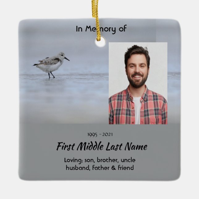 Ornamento De Cerâmica  Memorial Keepsake Sandpiper Shore Bird  (Frente)