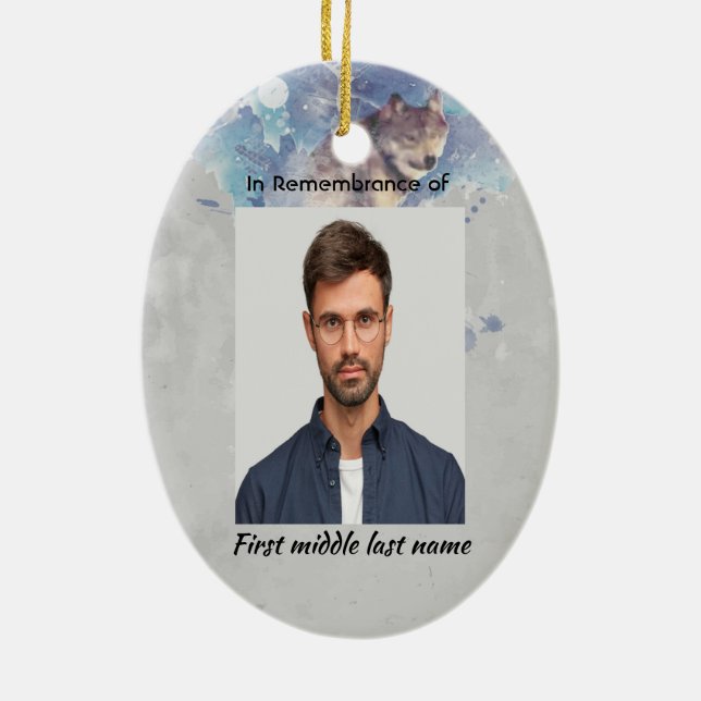 Ornamento De Cerâmica Memorial Keepsasasarelance Wolf (Verso)