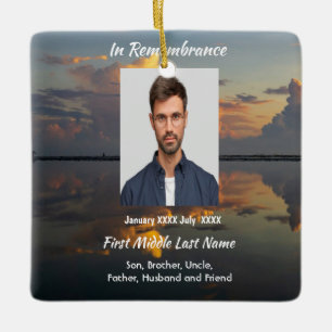 Ornamento De Cerâmica Memorial Lembrança Reflexo da Água Céu Nuvem