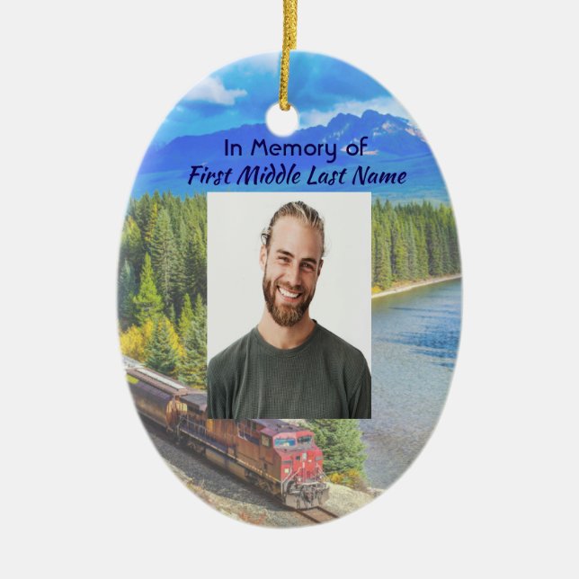 Ornamento De Cerâmica Memorial Memory Card Train Rail Tram Railway (Frente)