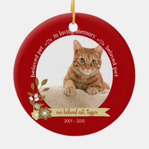 Ornamento De Cerâmica Memorial para animal de estimação no Natal com fot