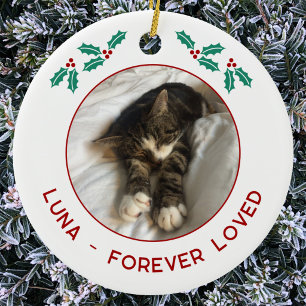 Ornamento De Cerâmica Memorial Personalizado de Natal para Gato de Estim