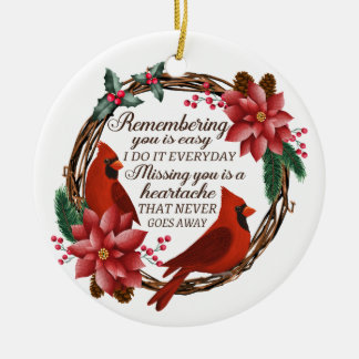 Ornamento De Cerâmica Memorial Personalizado do Cardeal de Natal Perda d