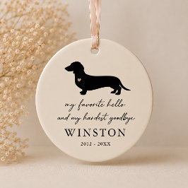 Ornamento De Cerâmica Memorial Personalizado para Dachshund | Lembrança 