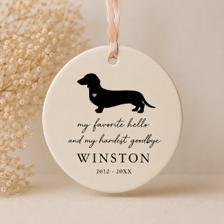 Ornamento De Cerâmica Memorial Personalizado para Dachshund | Lembrança