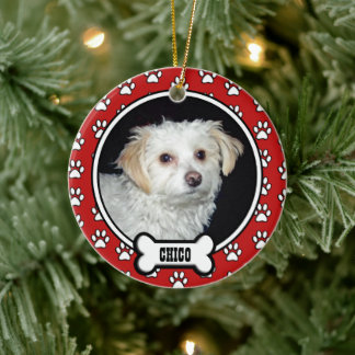 Ornamento De Cerâmica Memorial Pet da Família Vermelha|Branca Foto Porce