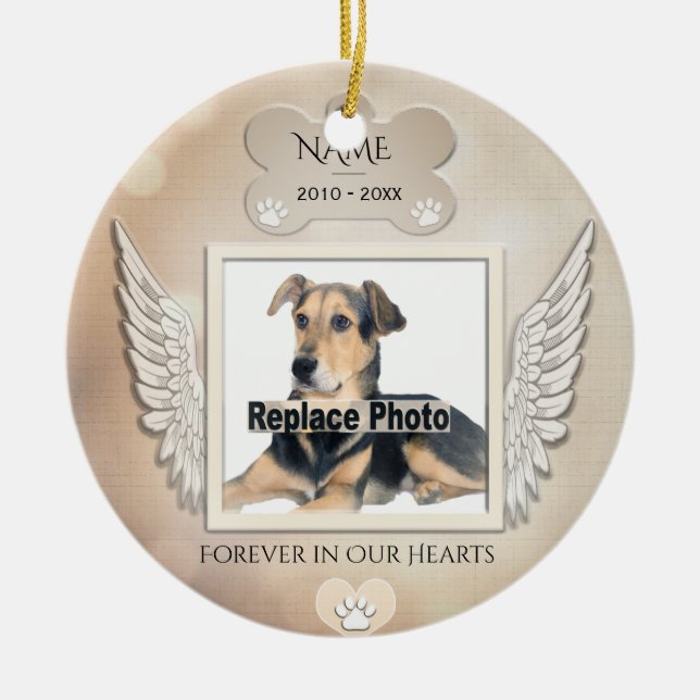 Ornamento De Cerâmica Memorial Pet Personalizado (Frente)