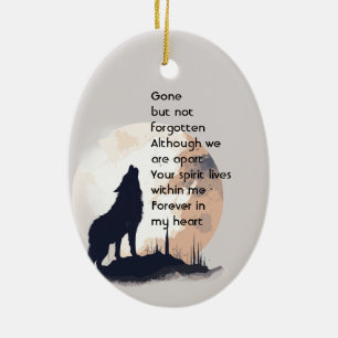 Ornamento De Cerâmica Memorial Prayer Lone Wolf Howling