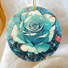 Ornamento De Cerâmica Memorial Rosa Azul