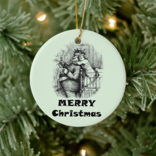 Ornamento De Cerâmica Menina Abrindo Arte de Natal para Papai Noel