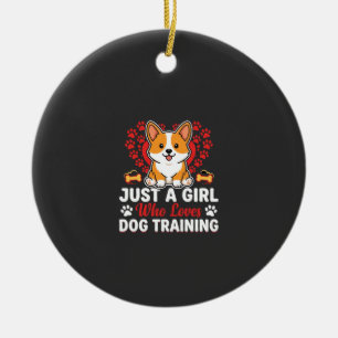 Ornamento De Cerâmica Menina Ama Treinamento de Cães Corgi