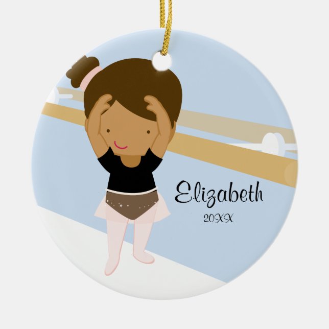 Ornamento De Cerâmica Menina Bailarina Dança de Ballet Adorno de Natal (Frente)