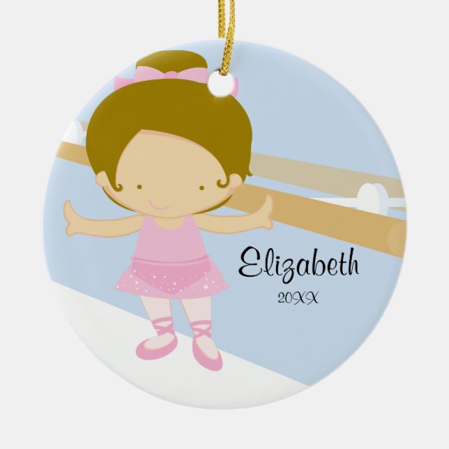 Ornamento De Cerâmica Menina Bailarina Dança de Ballet Adorno de Natal (Frente)