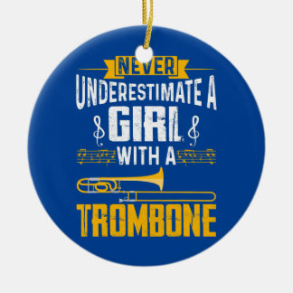 Ornamento De Cerâmica Menina Bonita Jogador de Trombone Engraçado Presen