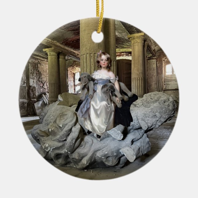 Ornamento De Cerâmica Menina com Brinquedos (Frente)