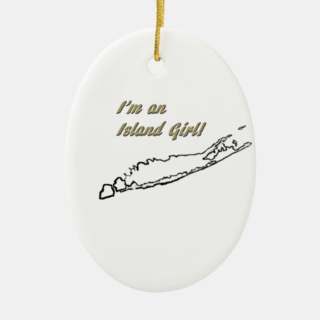 Ornamento De Cerâmica Menina da ilha (Long Island) (Frente)