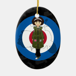 Ornamento De Cerâmica Menina da modificação dos anos sessenta no Parka