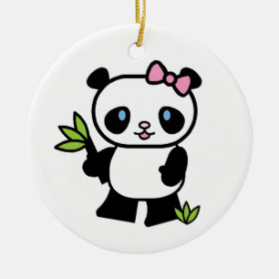 Ornamento De Cerâmica Menina da panda de Lil