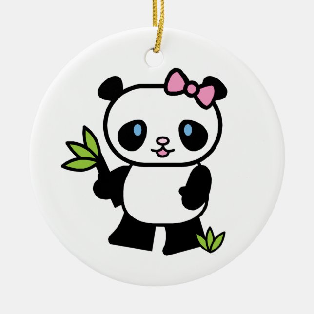 Ornamento De Cerâmica Menina da panda de Lil (Frente)