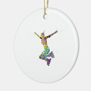Ornamento De Cerâmica Menina da patinagem de rolo