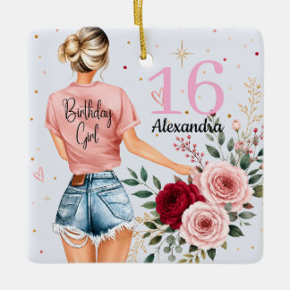 Ornamento De Cerâmica Menina de Aniversário de 16 Anos Doce Nome Persona