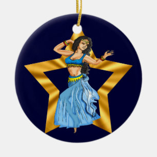 Ornamento De Cerâmica Menina de dança da barriga da estrela